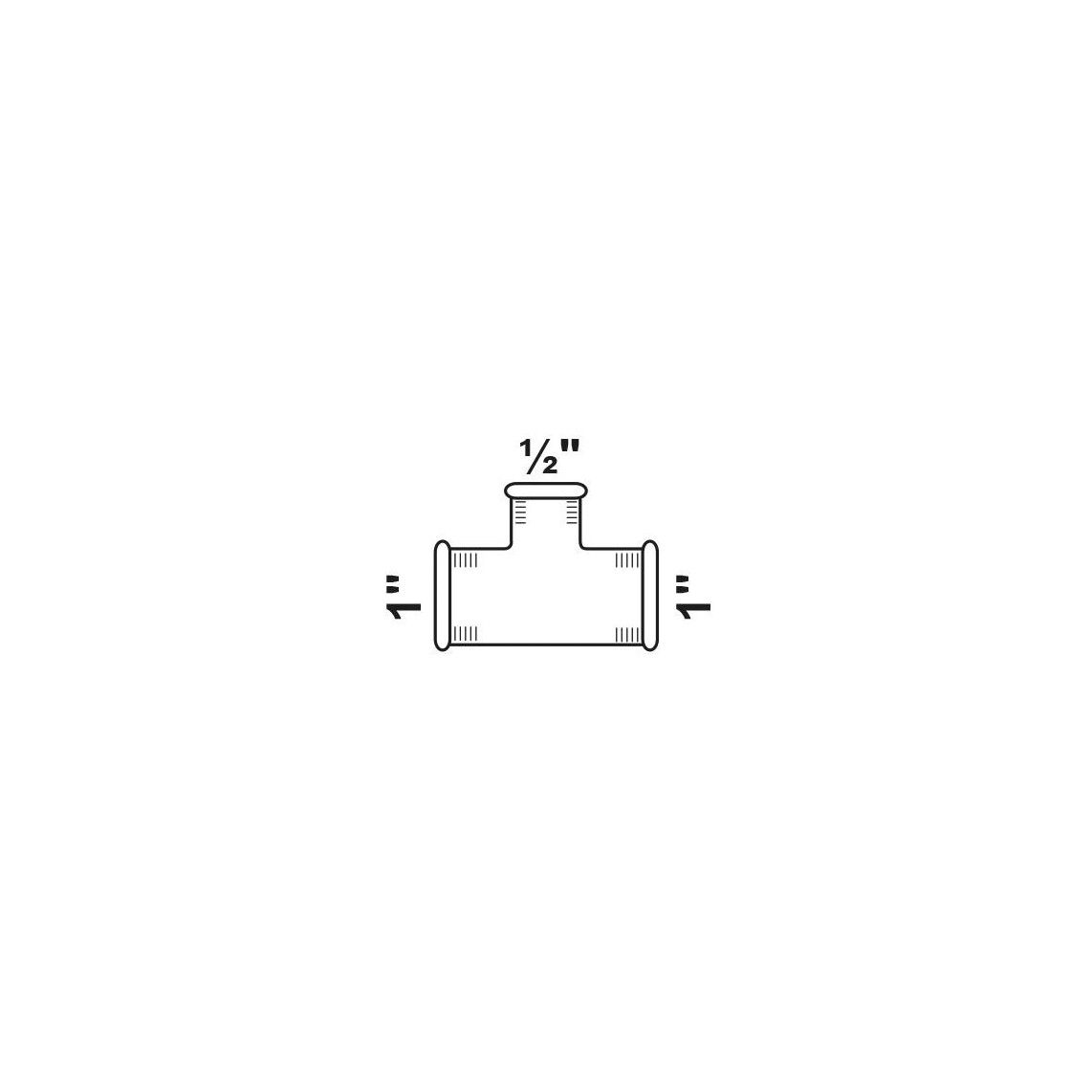 989737055 Tee reducer piece, malleable galvanized, 1" female x 1/2" female x 1" female vue 2