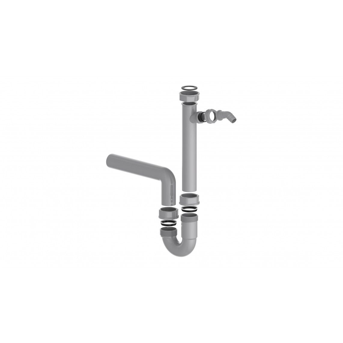 98831349 ECO-SAVE Sink tubular trap, plastic, white, 1 1/2" female x 40 mm, with 3/4" device connection vue 2