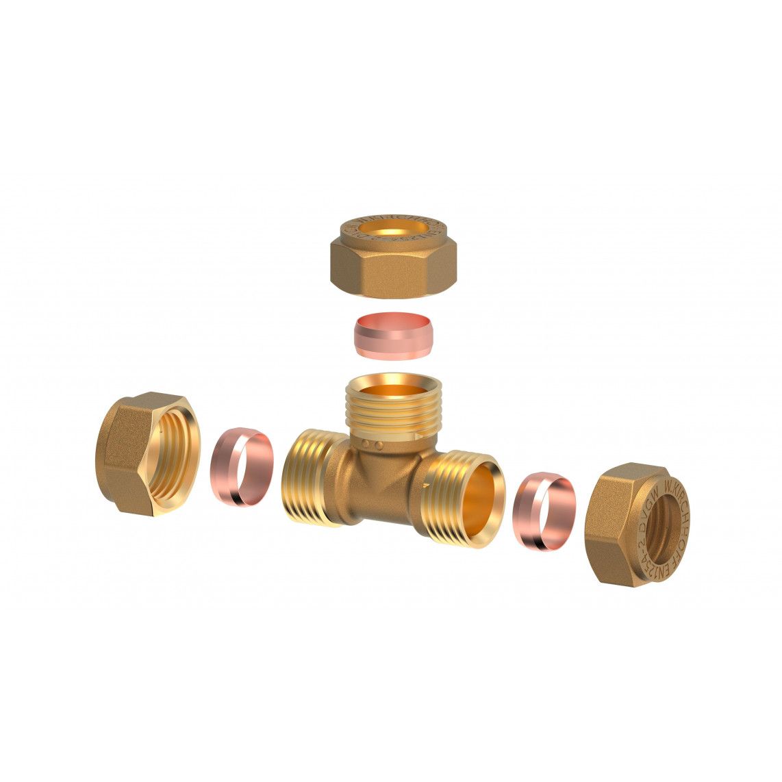 989453317 Tee piece, brass, 8 mm, clamp fitting for copper pipe vue 3