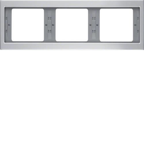 Plaque de recouvrement 3 postes pour montage horizontal Berker K.5 Alu