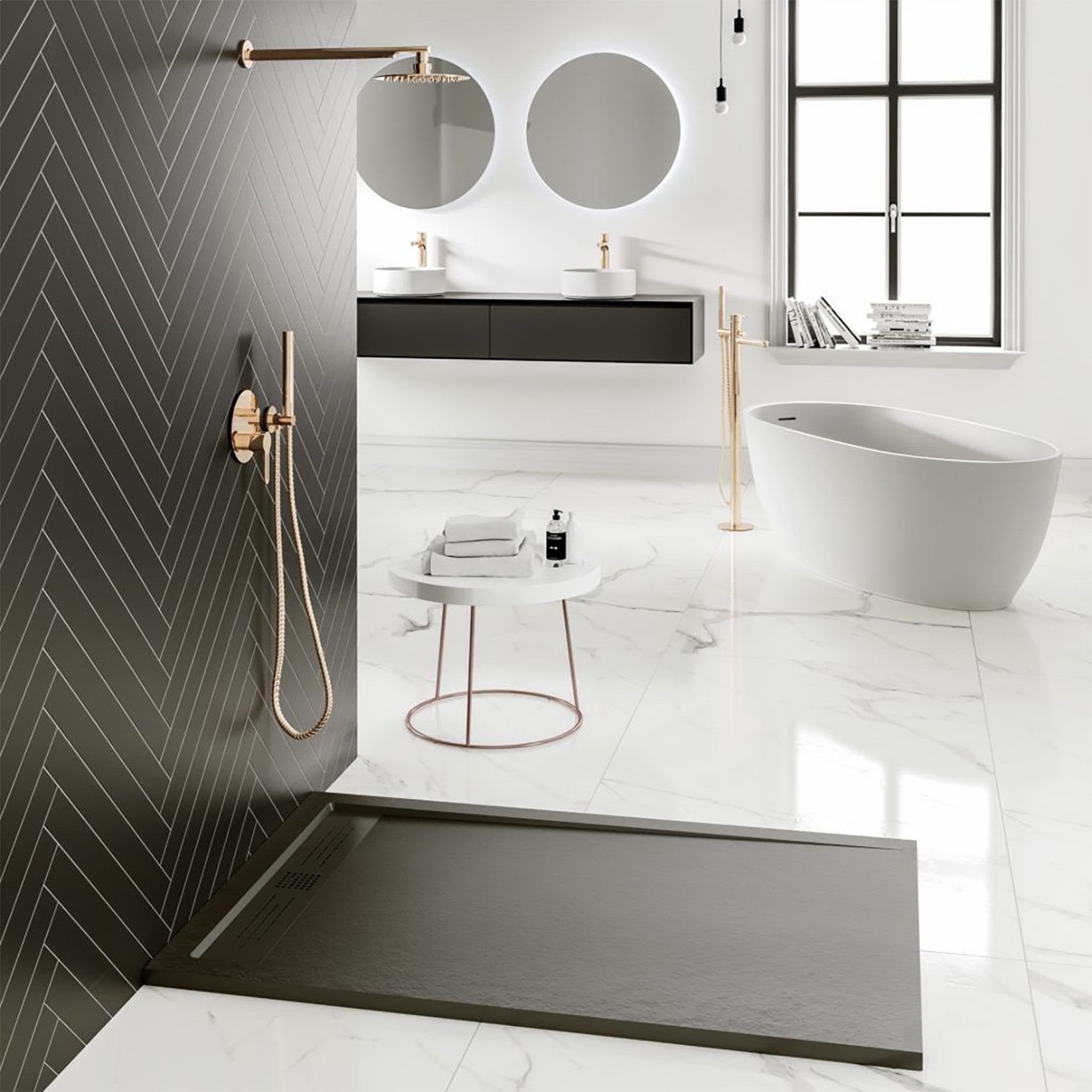 ALONI ELITE DOUCHEBAK - COMPOSIET - 180X90X3CM - MAT ZWART vue 2