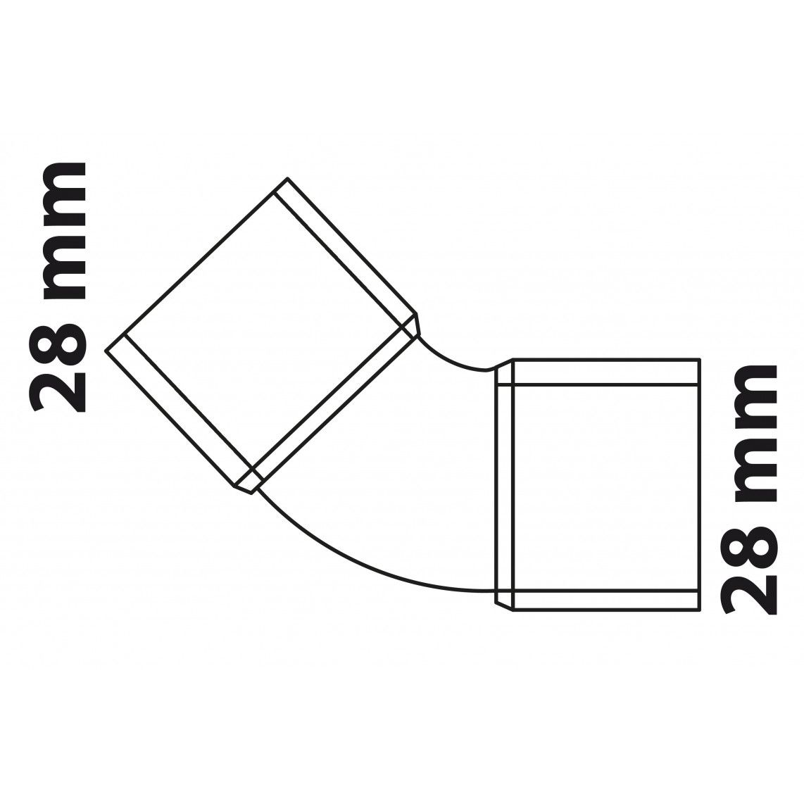 989115055 Elbow 45°, copper solder fitting, 28 mm, 2 sockets vue 4
