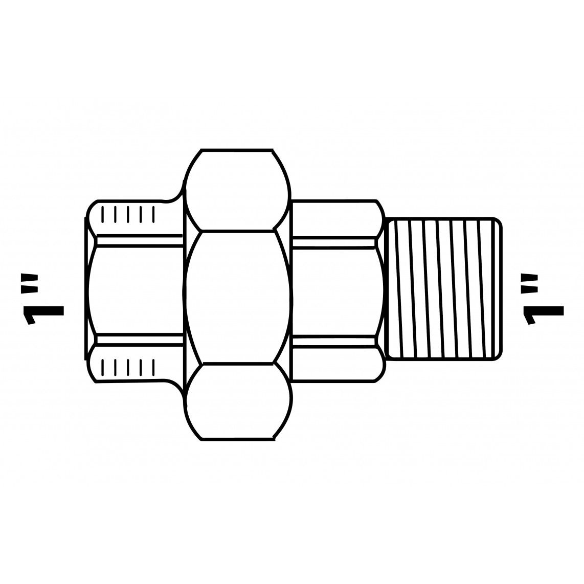 989833155 Screw connection, malleable galvanized, 1" female x 1" male, conical sealing vue 2