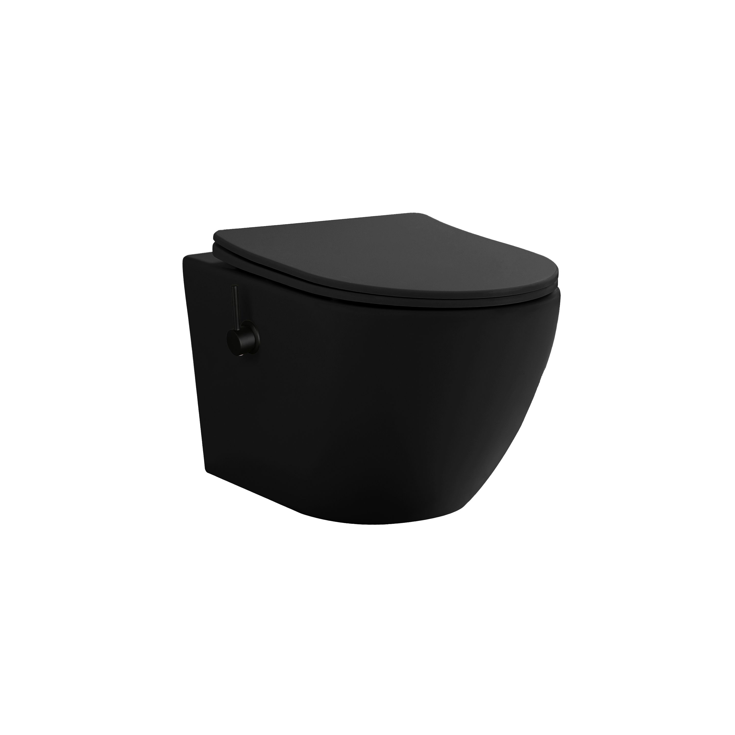 ALONI PRO WC SUSPENDU AVEC BIDET – TORNADO FLUSH – SANS BRIDE – AVEC ROBINET DE BIDET EAU CHAUDE ET FROIDE – AVEC ABATTANT – 52,5 CM – NOIR MAT vue 2