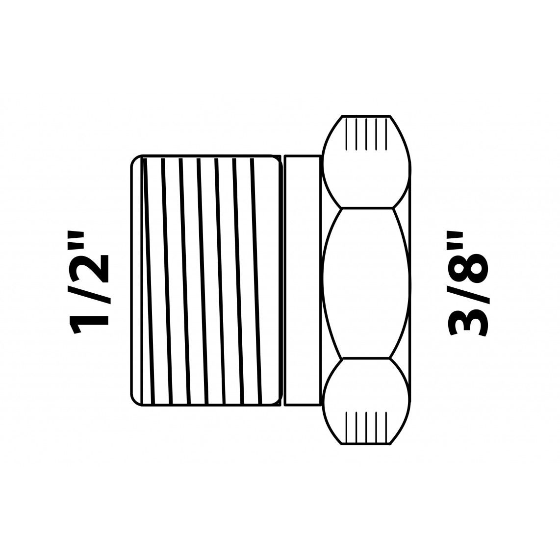 989331155 messing verloopstuk, chroom, 1/2"BU x 3/8"BI vue 2