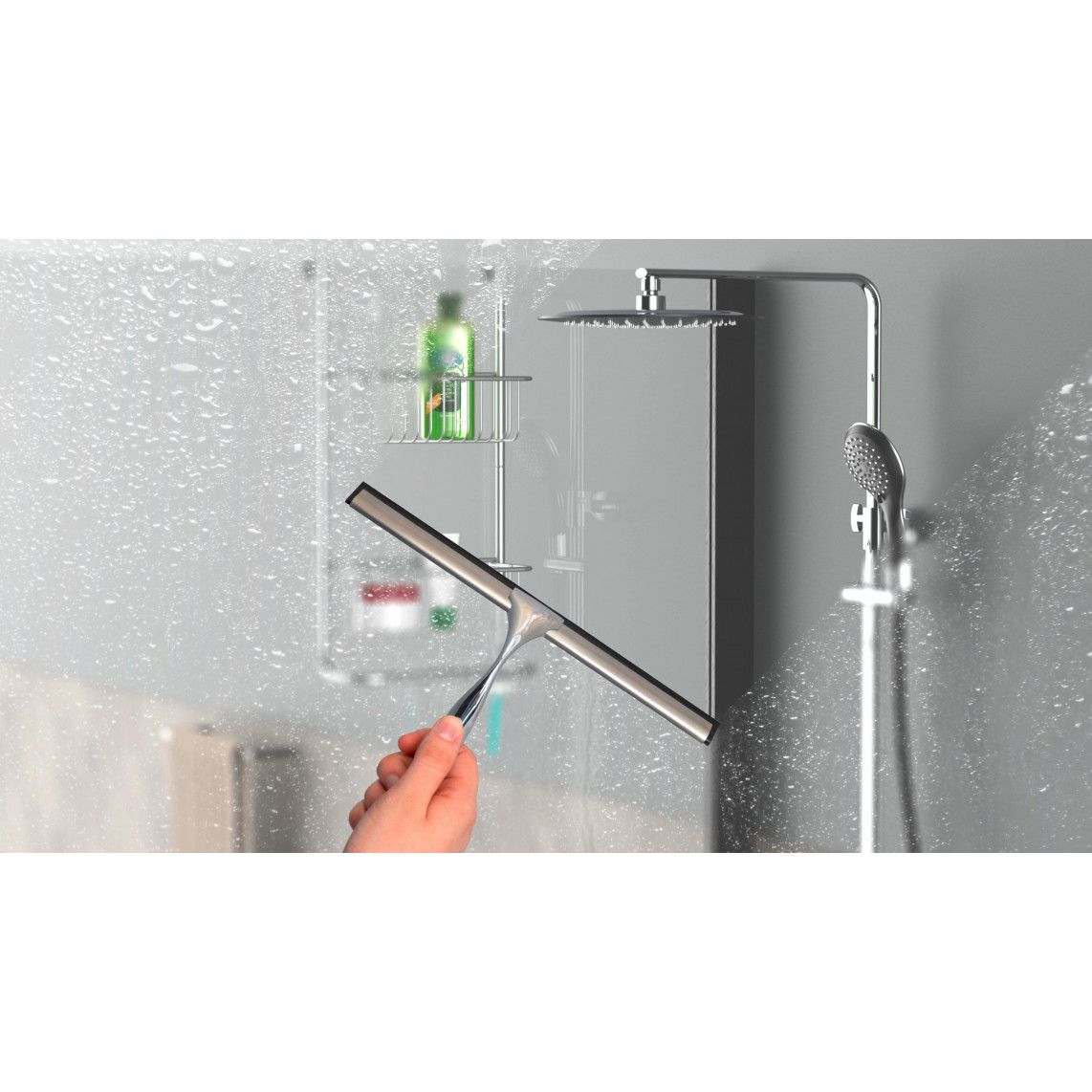 BA0206 Shower wiper, chrome, for screwing and glueing vue 4