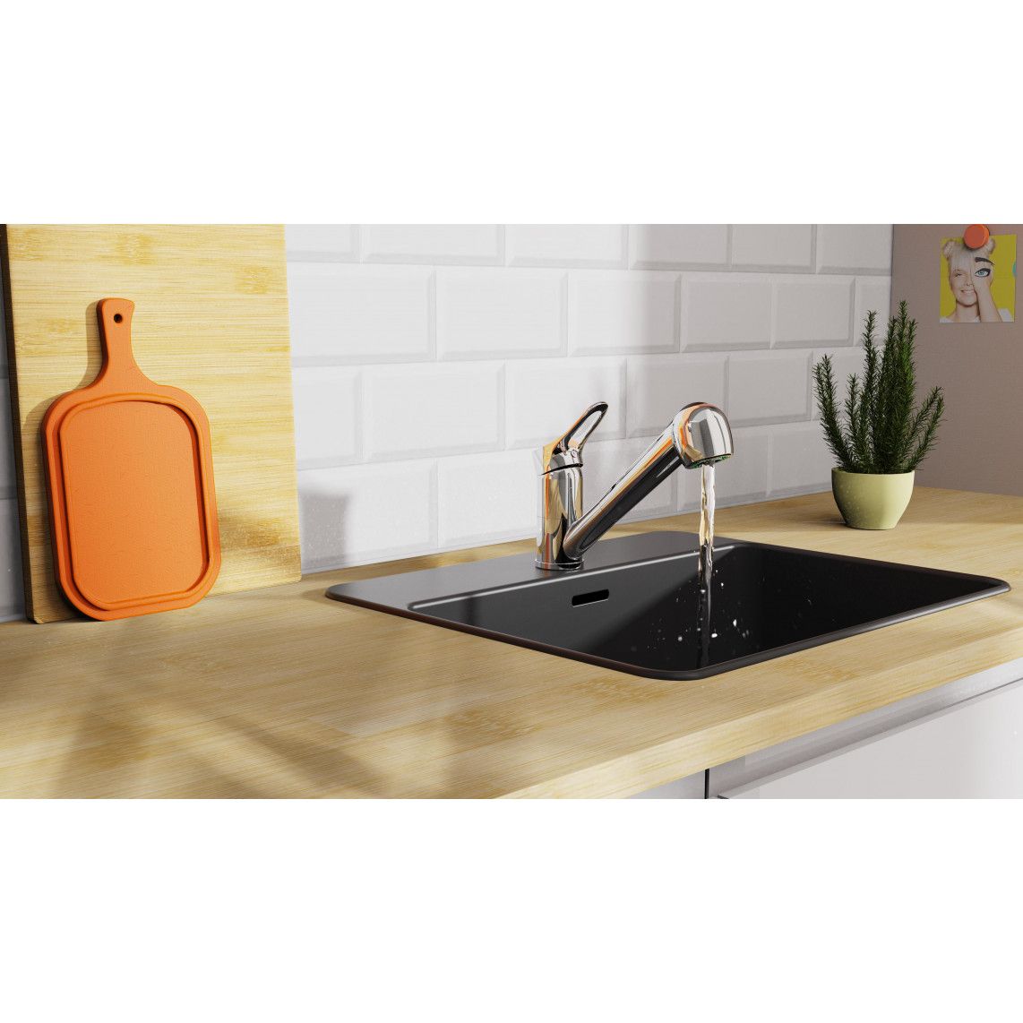 NI183VECR-LP VERONA Sink mixer low pressure, chrome, with pull-out sprayer vue 7