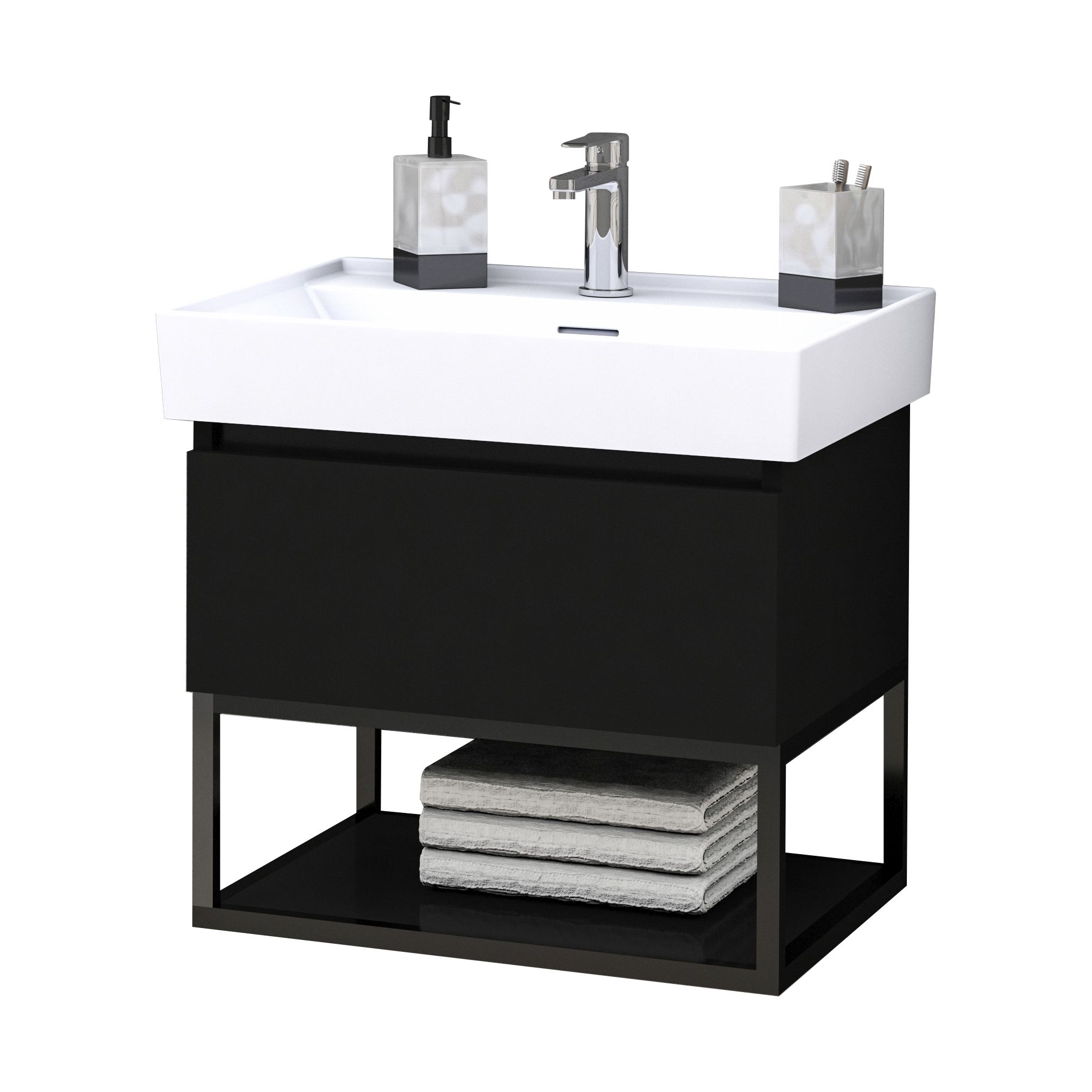 Aloni Sharp Meuble Sous-plan (60CM) - Noir Mat