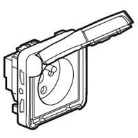 Plexo prise 2 pôles + T + détrompeur b. 10 / 16A 250V composable Gris
