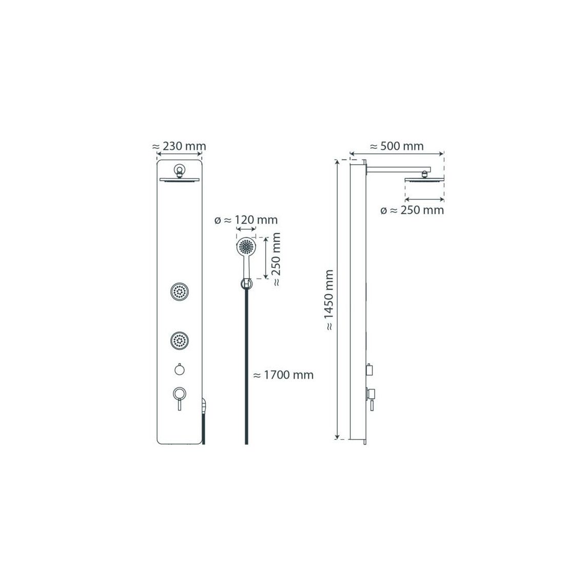60033 Shower panel, glass,/anthracite vue 6