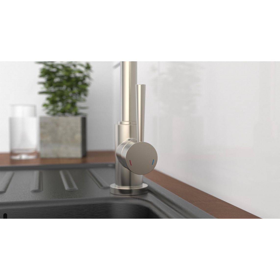 79129 CORNWALL Sink mixer low pressure, stainless steel look vue 7