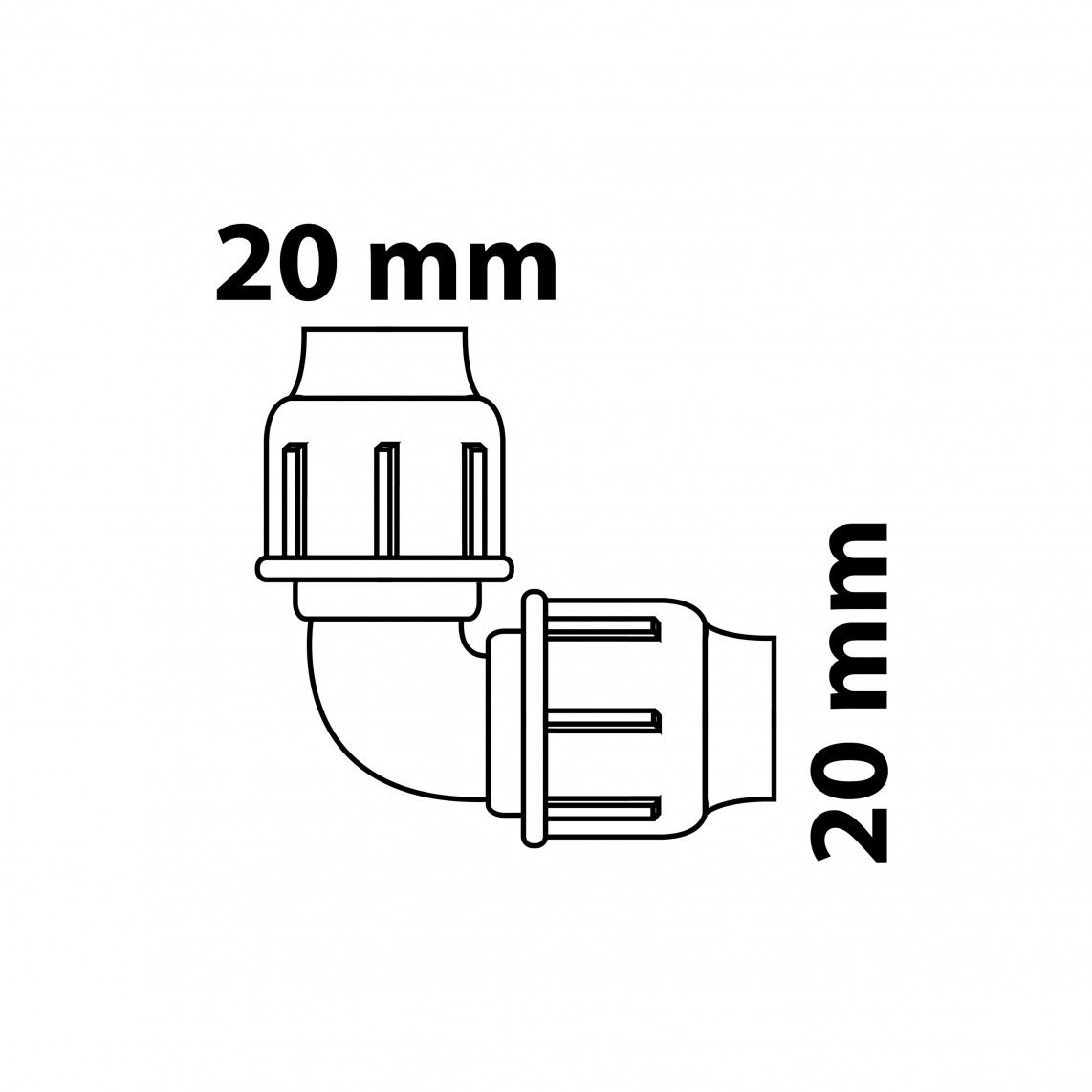 984845117 Connection angle 90°, PP, 20 mm, clamp fitting for HDPE pipe, DVGW certified vue 4