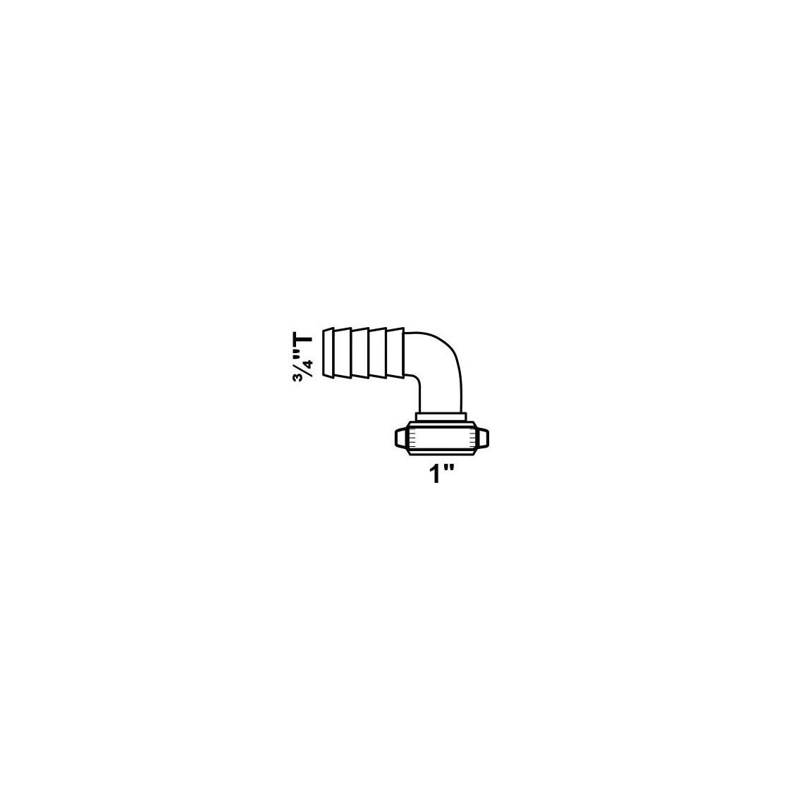 987388648 MS knie-Slangschroefverbinding, blanco, 1"M x 3/4"T vue 2