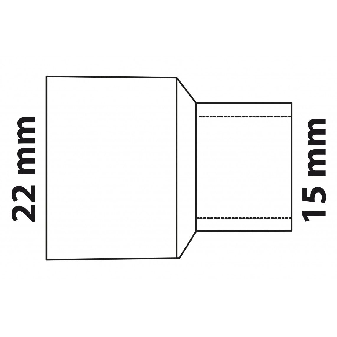 989074017 Reducing nipple, copper solder fitting, 22 mmA x 15 mm, 1 socket vue 2