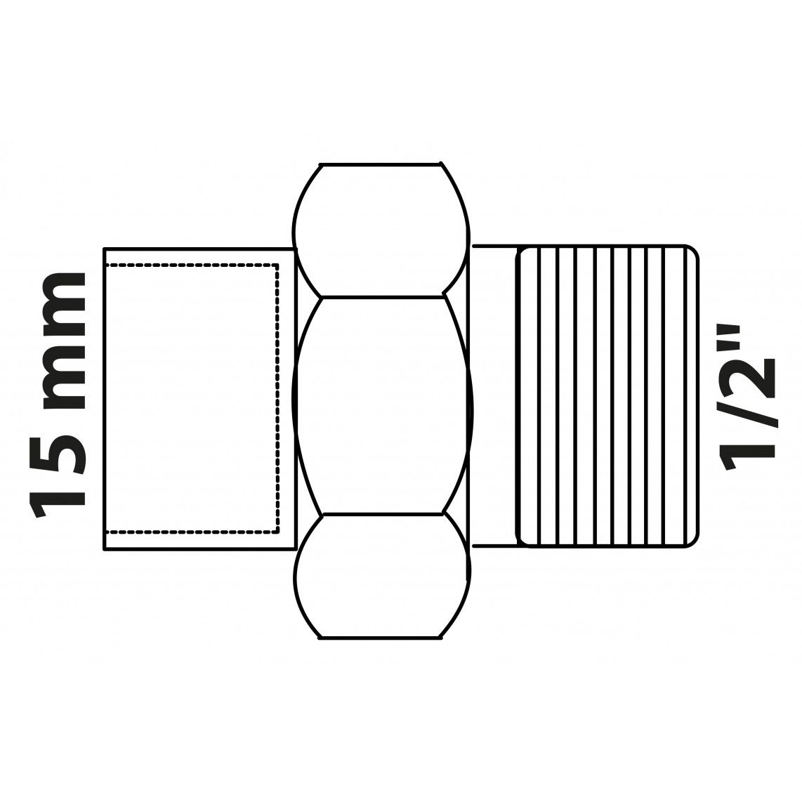 989241017 BR schroefverbinding, blanco, 15 mm x 1/2"BU, conische afdichting, 1 mof (4341g) vue 2