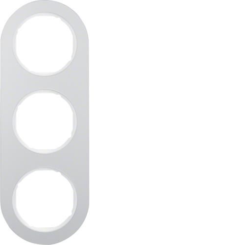 Plaque de recouvrement 3 postes Berker serie R.Classic Alu / Blanc polaire