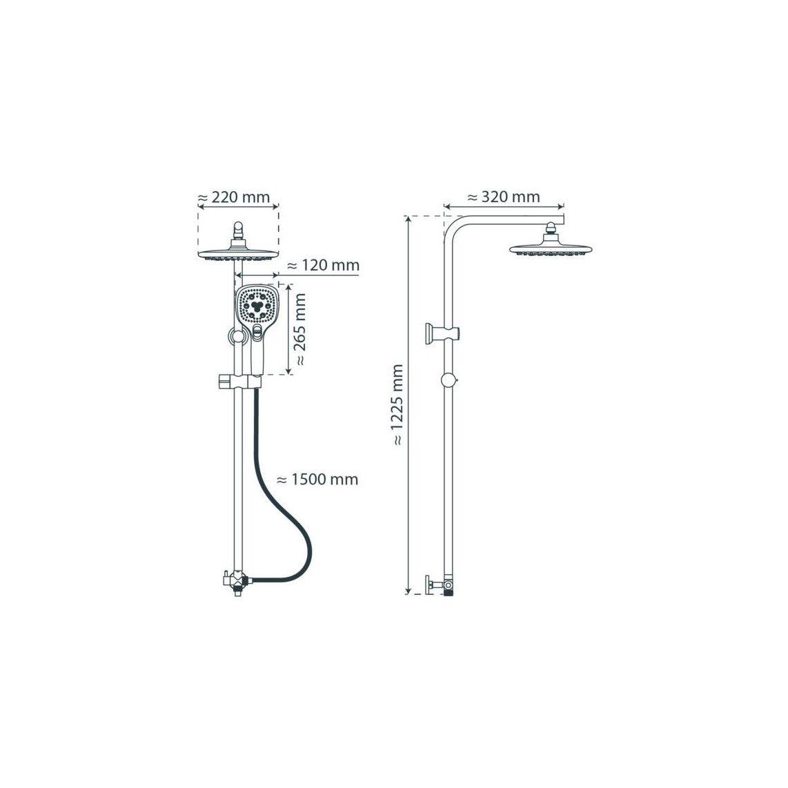 60690 MADEIRA Regendouche set, chroom/wit vue 2