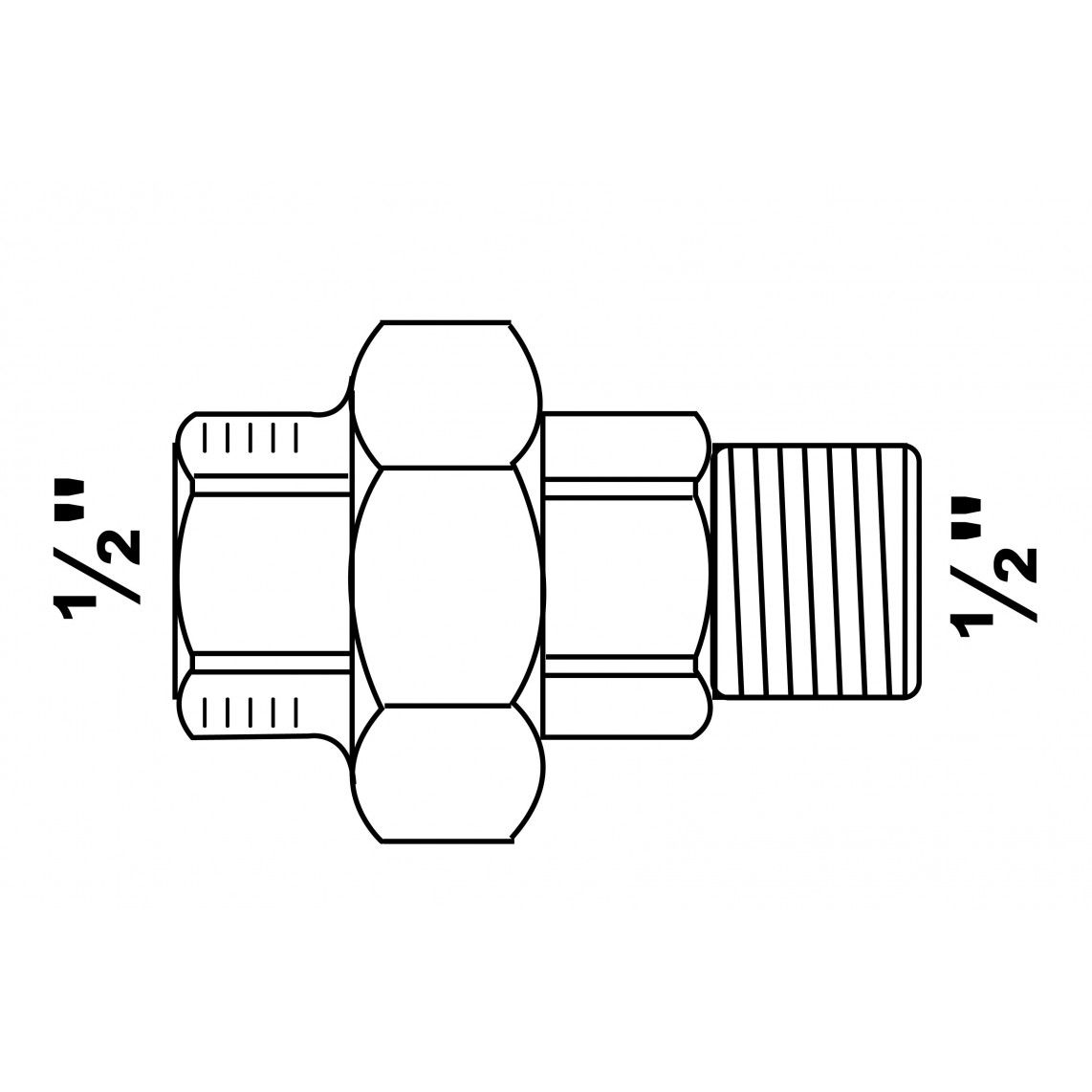 989831055 GI schroefverbinding, gegalvaniseerd, 1/2"BI x 1/2"BU, vlakke dichting, (331) vue 2