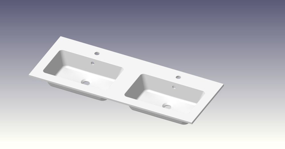 Intro Cor Tablette Avec 2LAVABOS Intégrés 1205×460×140MM Blanc Mat