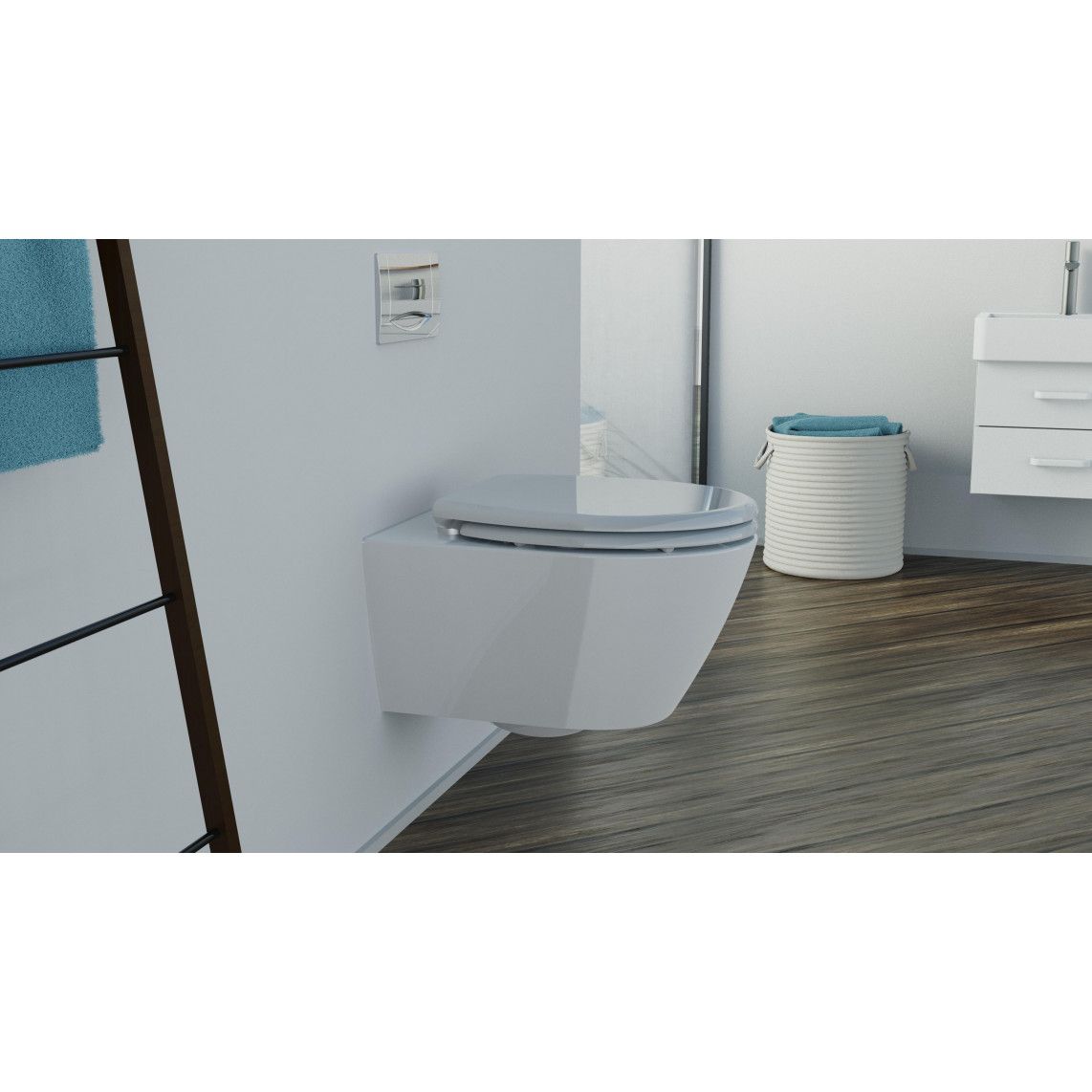 82302 Duroplast Toilet seat GREY, with soft close and quick release vue 8