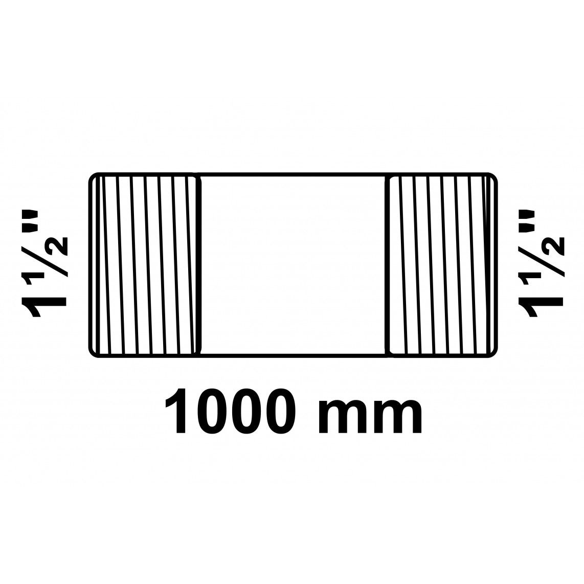989818155 Barrel nipple, malleable galvanized, 1 1/2" x 1000 mm vue 2