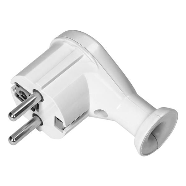 Fiche coudée 2 pôles + T, Uni - Schuko, Blanc