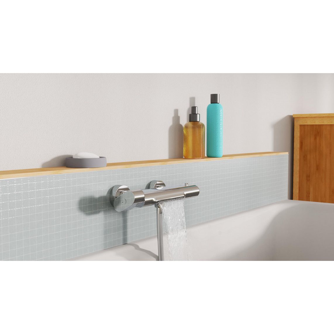 1330090 CARNEO Bathtub mixer, chrome, with waterfall spout vue 3