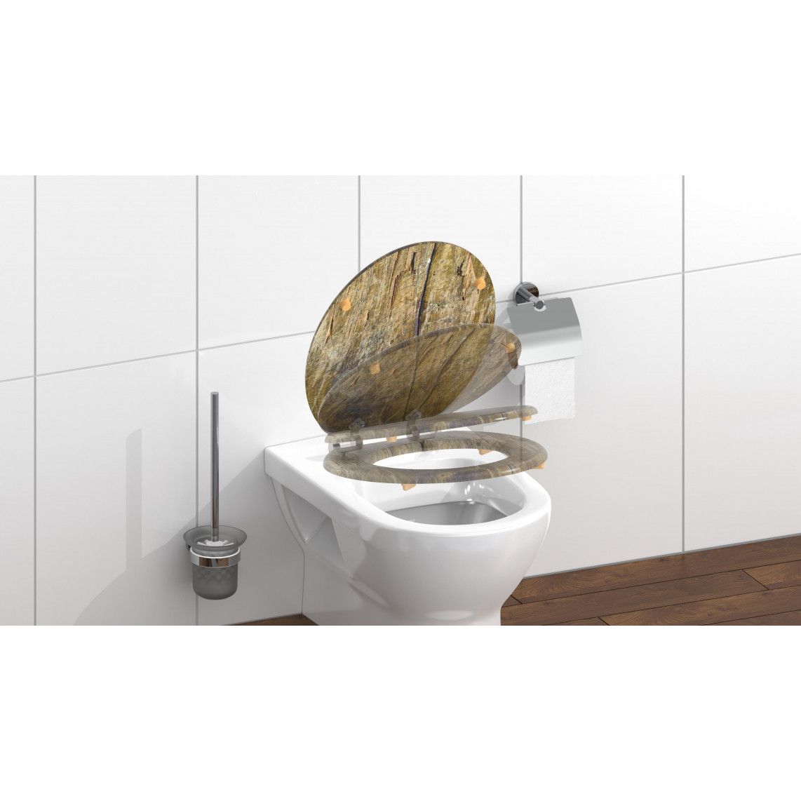 80124 MDF Toilet seat SOLID WOOD, with soft close vue 9