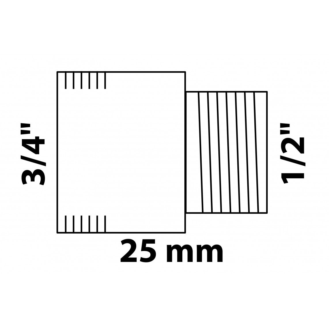 989311555 MS verlopend kraanverlengstuk, blanco, 1/2"BU x 3/4"BI vue 2