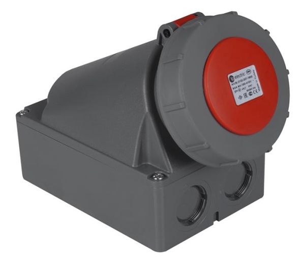 Prise CEE femelle murale 5 x 63A avec contact pilote 380 - 415Vac Rouge IP67
