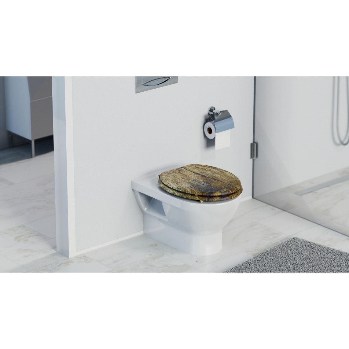 80124 MDF Toilet seat SOLID WOOD, with soft close vue 11