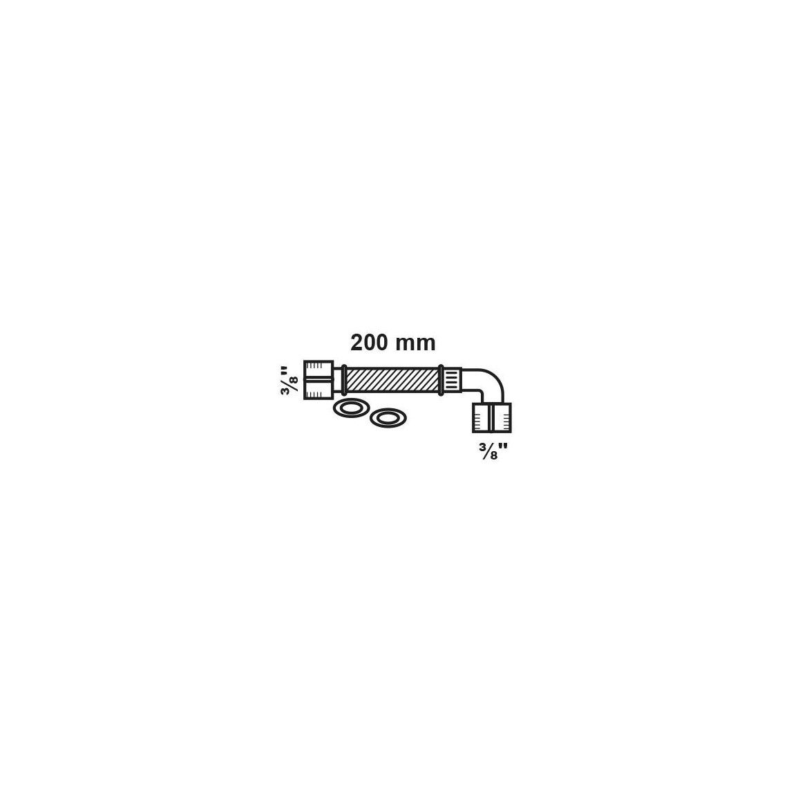 98628405 Flexible cistern conenction hose, stainless steel, 3/8" female x 200 mm x 3/8" female, one-sided angle 90° vue 2