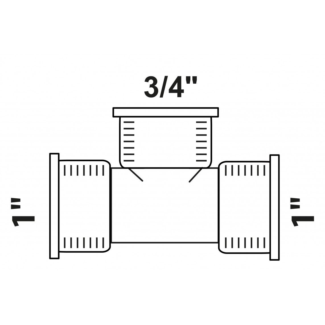 988957755 BR verloop T-stuk, blanco, 1"BI x 3/4"BI x 1"BI, (3130) vue 2