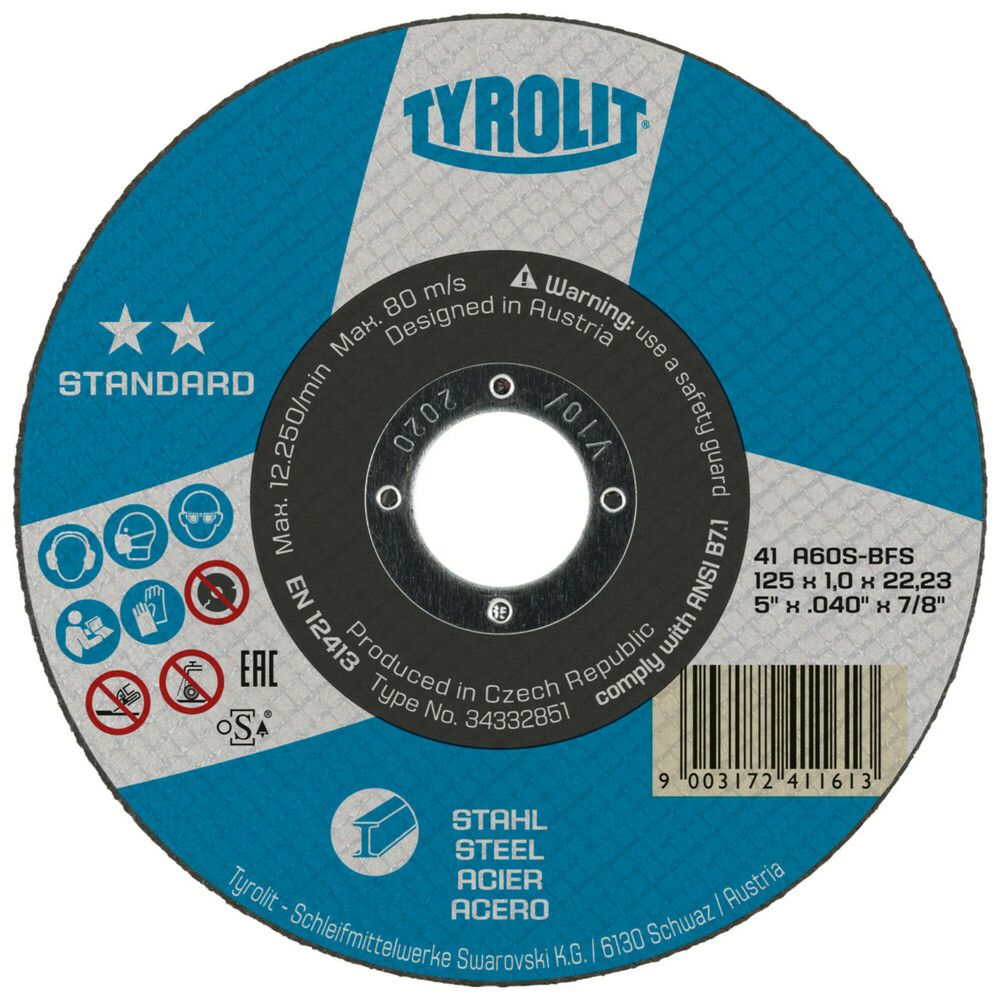 Tyrolit Standard Disque À Tronçonner Pour Acier D125×2.5