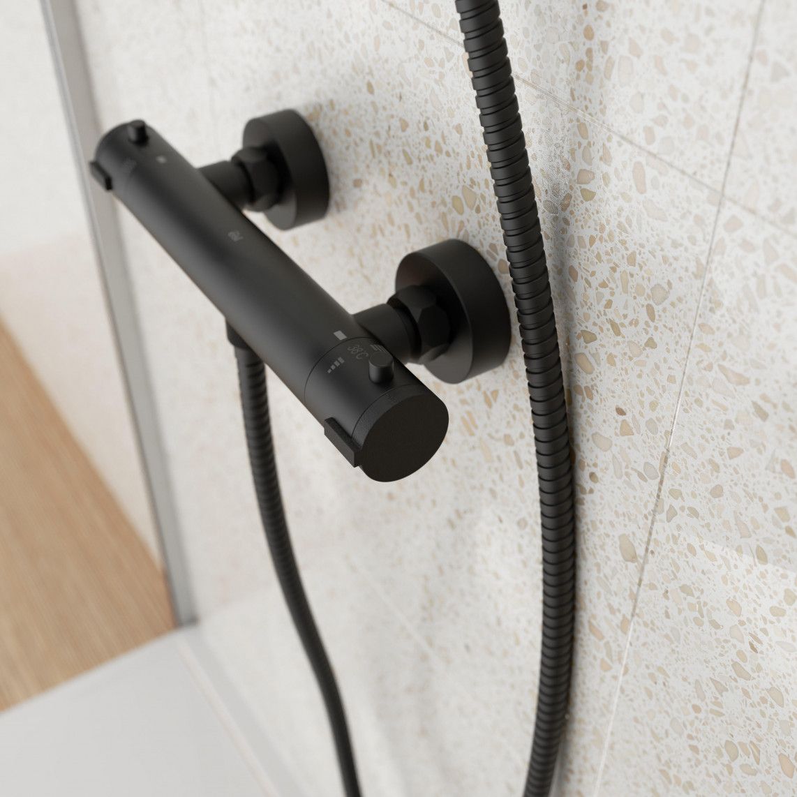 CLT168ACRBL CLAUDIO Thermostatische douchekraan, mat zwart vue 10