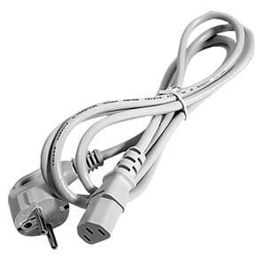 Câble secteur - fiche 2 pôles + T mâle - C13 IEC 3 pôles femelle - 3 x 0,75mm² - H05VV-F - Gris - 1,