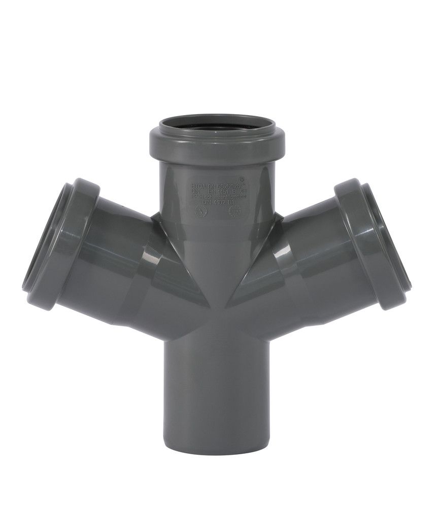 Ostendorf Kunststoffe HT-Safe DA té double 67° polypropylène D 110 mm gris