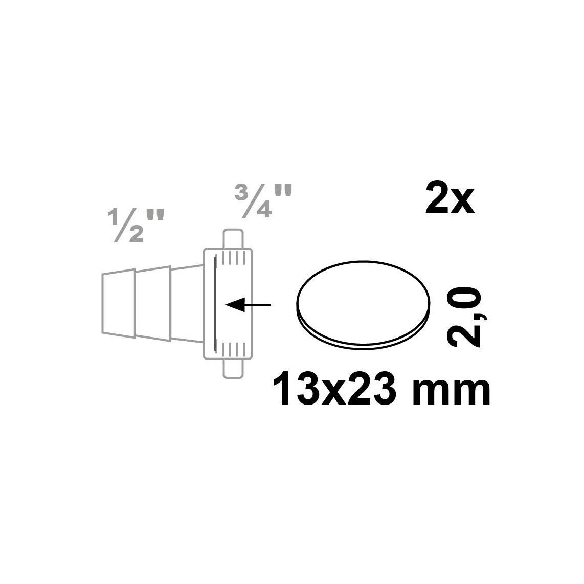 98696710 Joint de raccord de tuyaux, Caoutchouc, 13 x 23 x 2 mm, pour 3/4" (2x) vue 2
