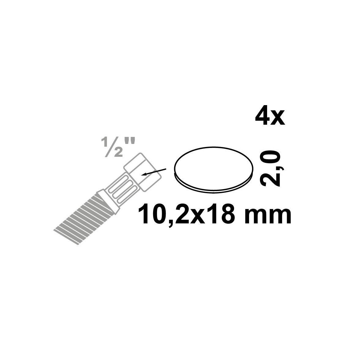 98696880 fitting pakking, Rubber, 10,2 x 18 x 2 mm, voor 1/2" (4x) vue 2