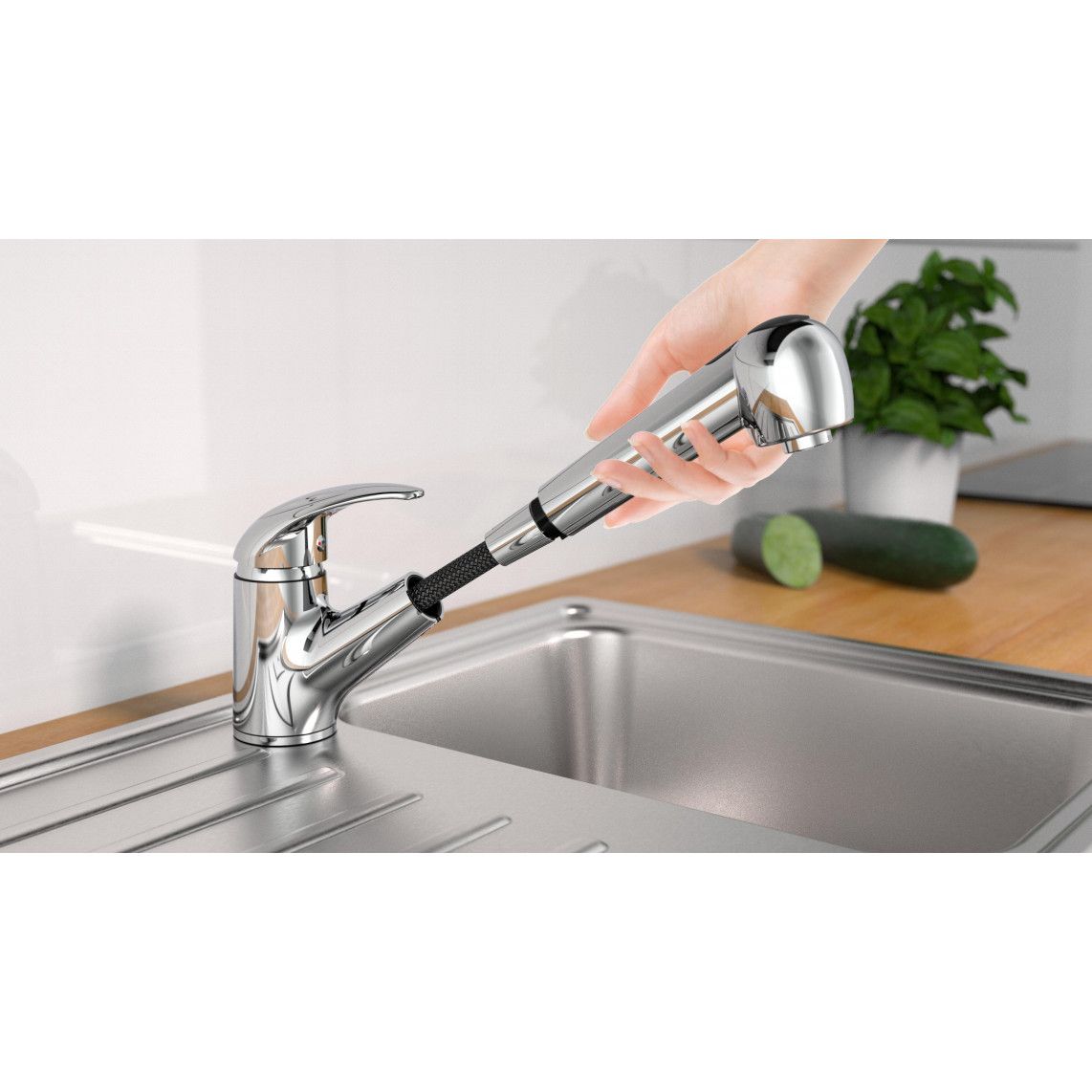 33370 ABERDEEN Sink mixer, chrome, with pull-out sprayer vue 5
