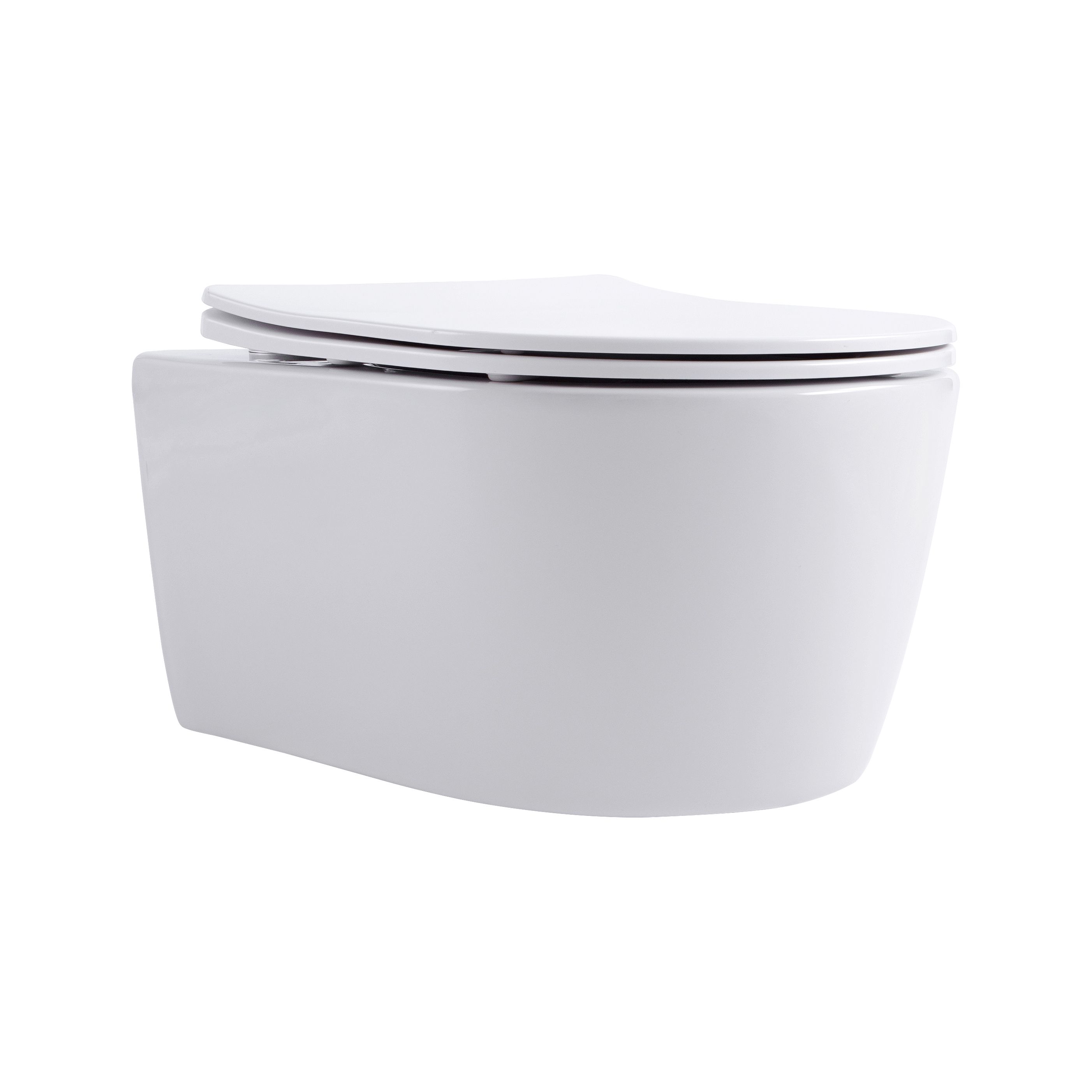 ALONI PRO WC SUSPENDU – SANS BRIDE – AVEC ABATTANT – DUROPLAST – SOFT CLOSE – QUICK RELEASE – COMPACT 49 CM - 36X32X49 CM – BLANC BRILLANT vue 5