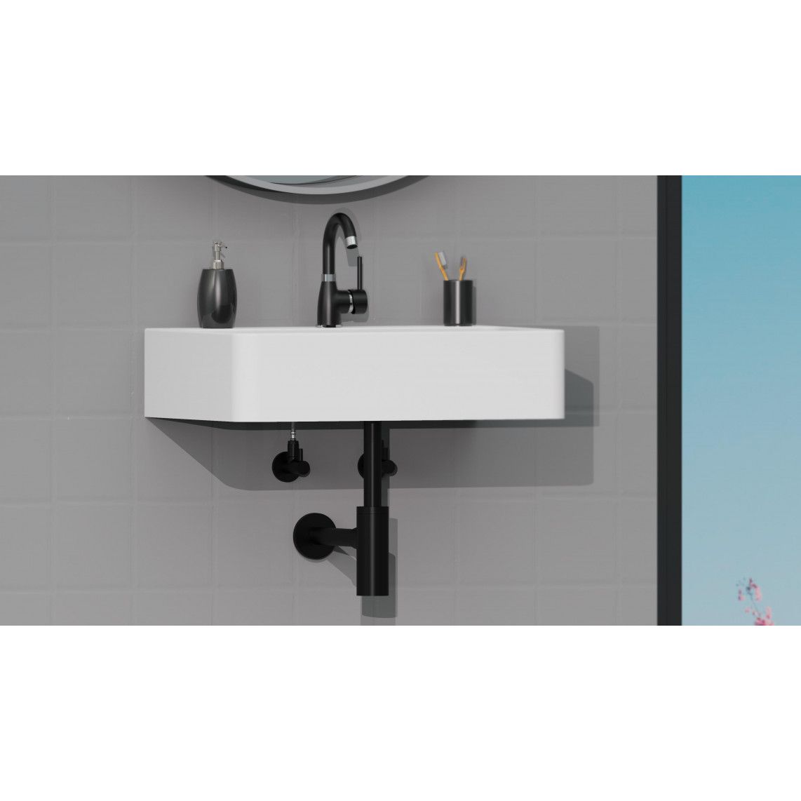 98166220 Design bottle trap, black matt, 1 1/4" x 32 mm vue 7