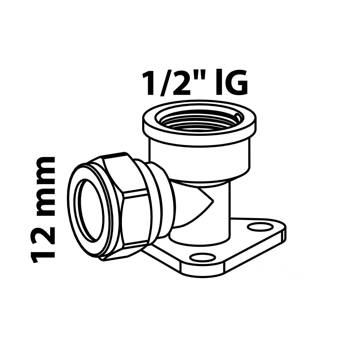 989458117 MS wandplaat, blanco, 12 mm x 1/2"BI, knelfitting voor koperen buis, vue 4