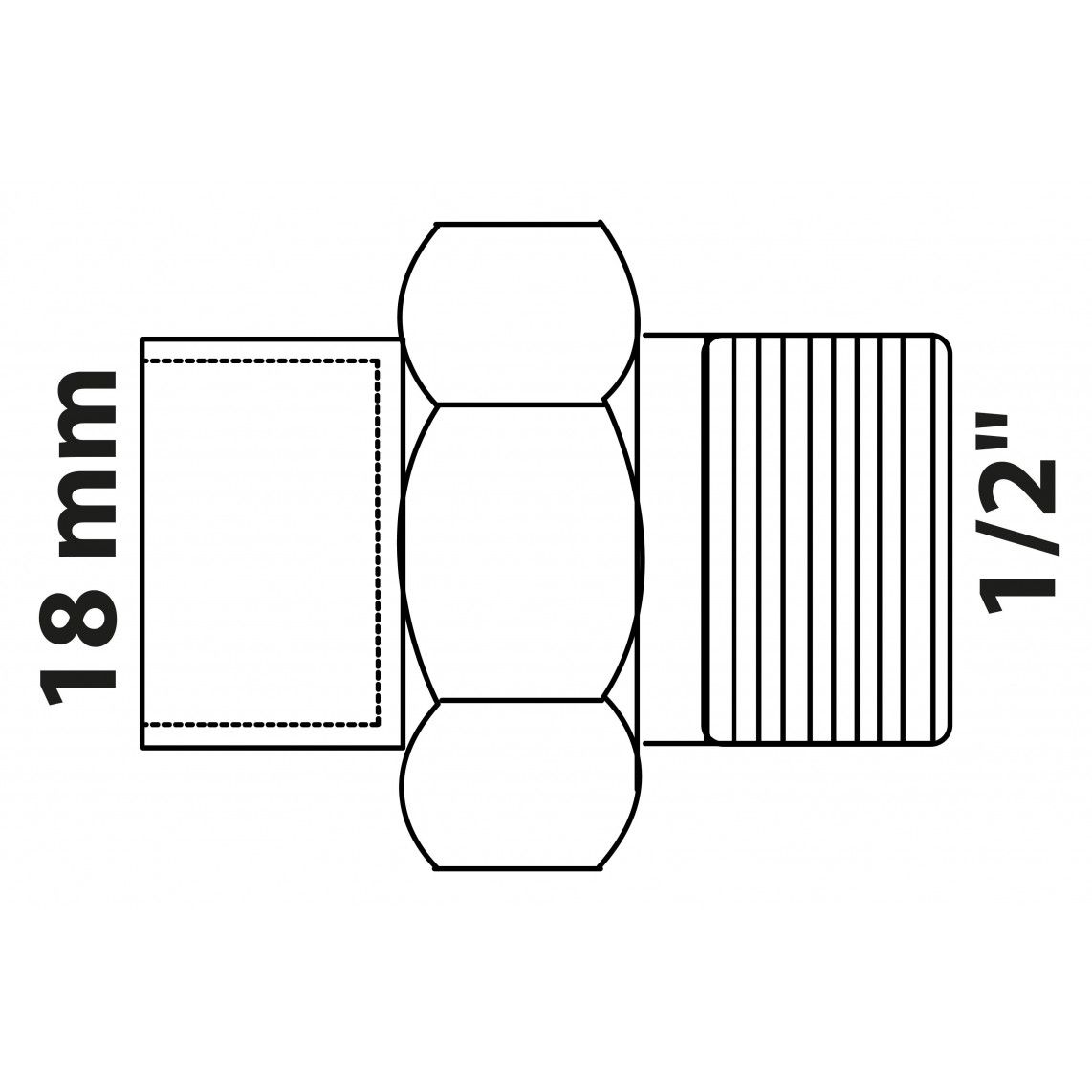 989242017 Screw connection, red brass, 18mm x 1/2" male, conical sealing, 1 socket vue 2