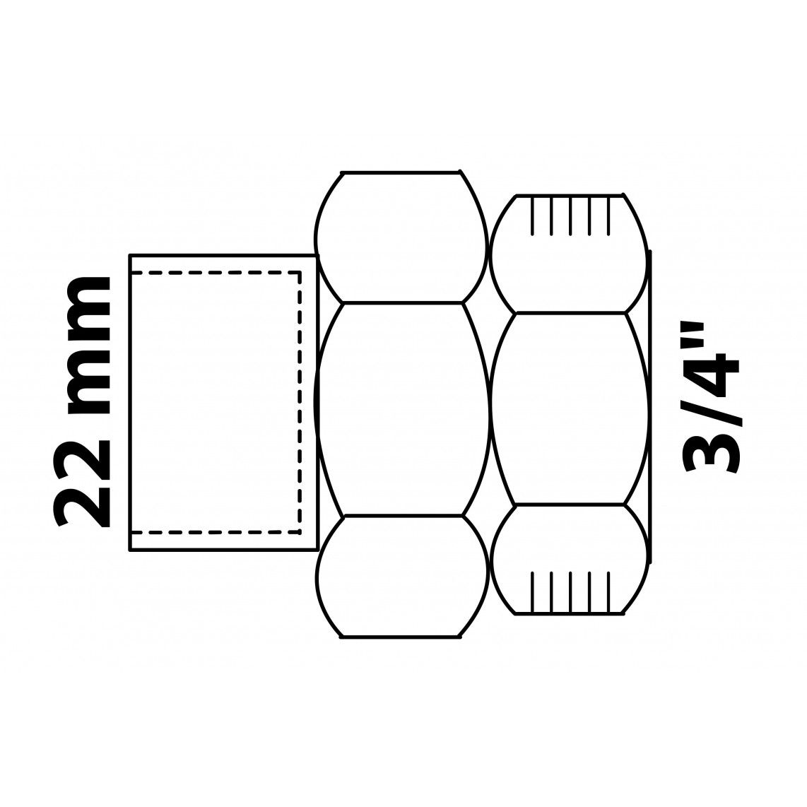 989249055 BR schroefverbinding, blanco, 22 mm x 3/4"BI, conische afdichting, 1 mof (4340g) vue 2