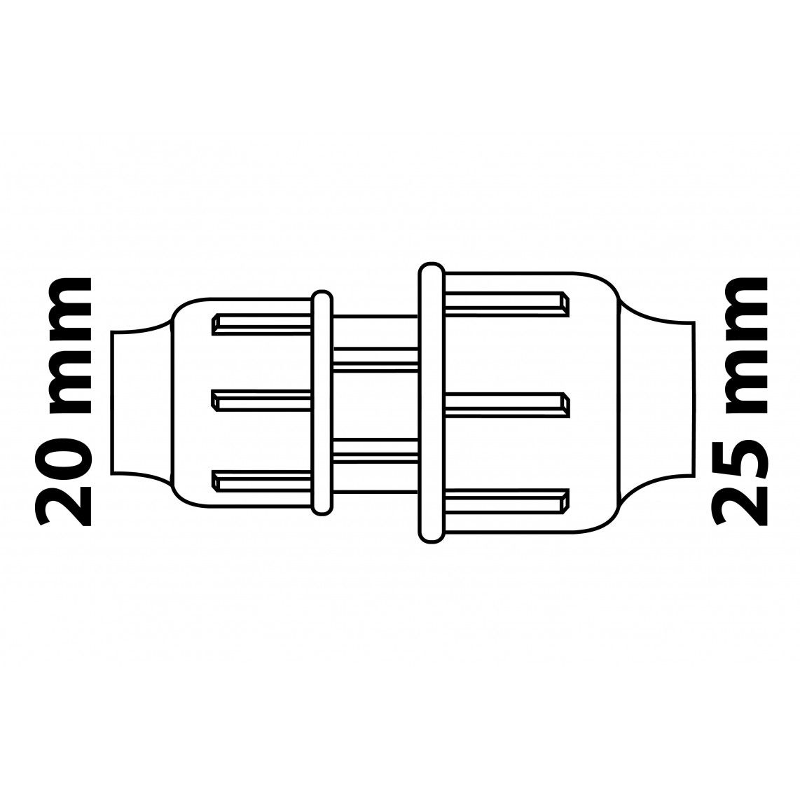 984848117 Reducing connector piece, PP, 25 mm x 20 mm, clamp fitting for HDPE pipe, DVGW certified vue 4