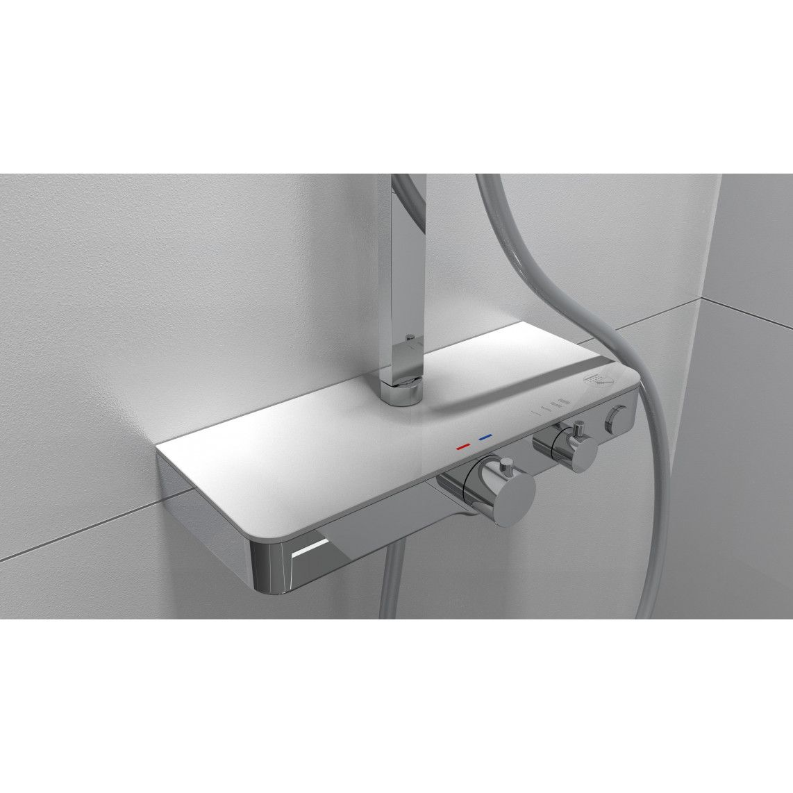 60530 OCEAN Overhead shower set, chrome/white, with thermostatic mixer, with tray vue 9