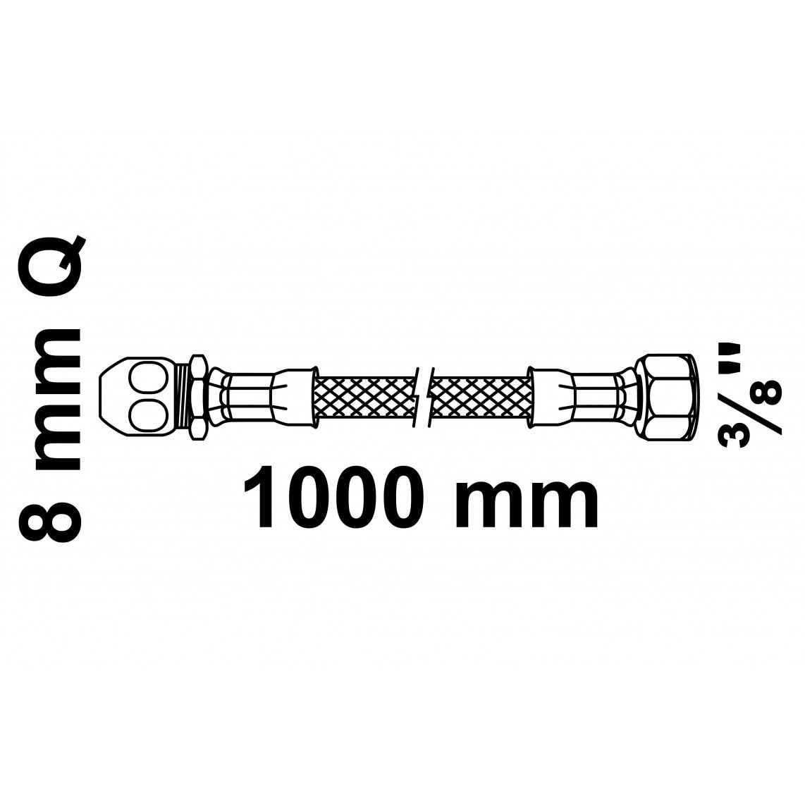 98027916 Flexibele aansluitslang 1000 mm, 3/8"BI x 8mmQ vue 2