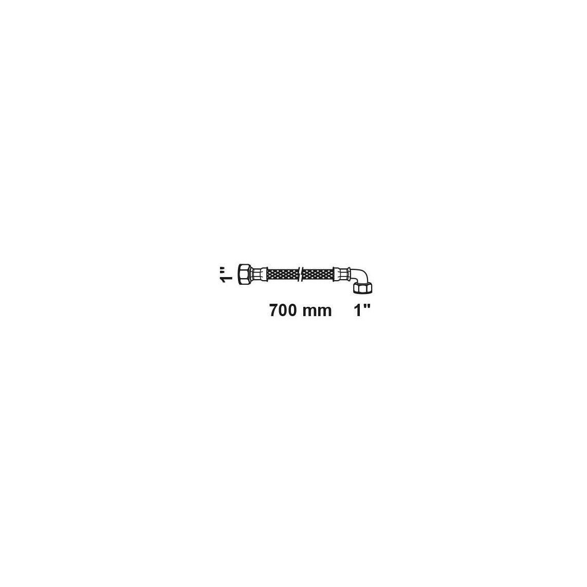 986287455 Flex verwarmingsaansluitslang, 1"BI x 700 mm x 1"BI, eenzijdige hoek van 90° vue 2