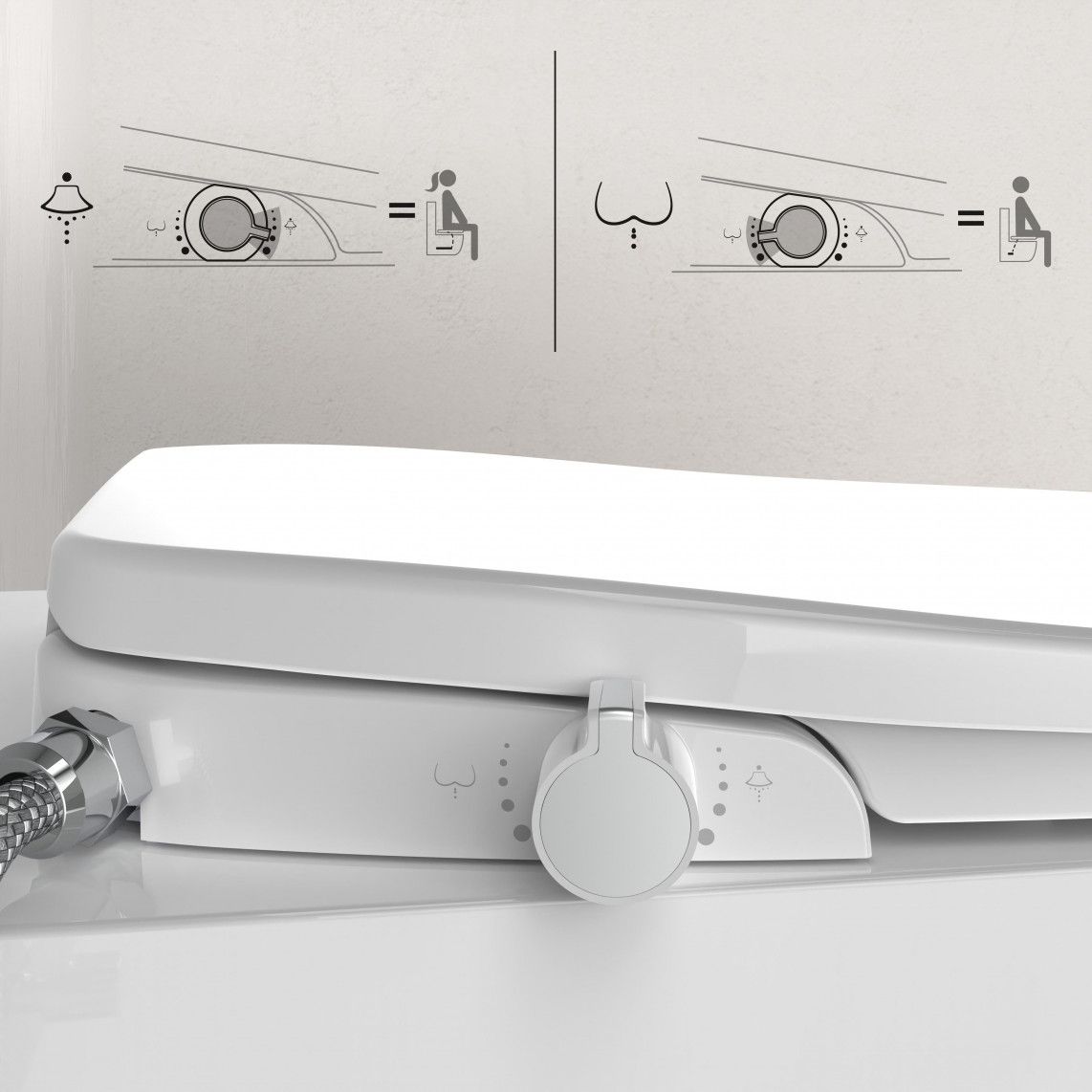 EDDW01 Douche WC-opzetstuk, met valrem en afneembaar vue 8
